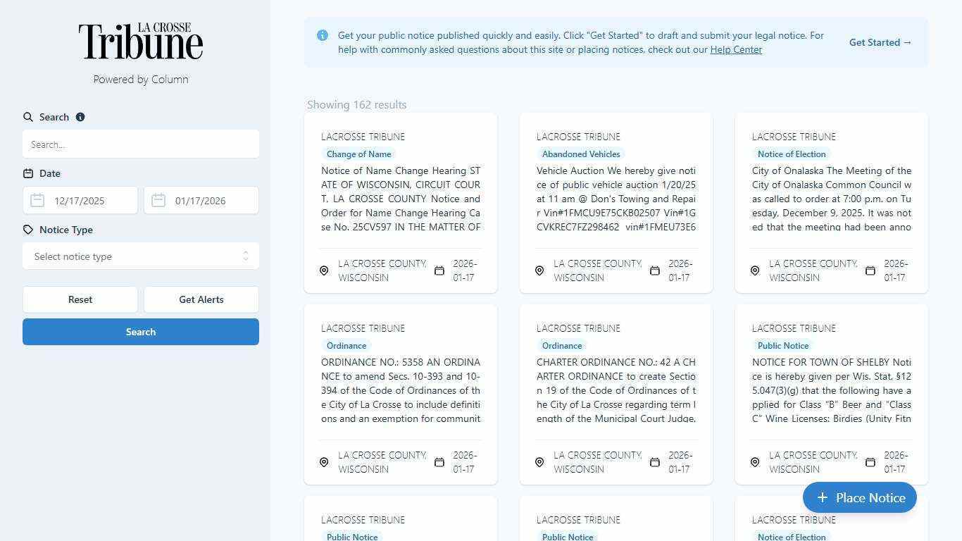 Public Notices | Lacrosse Tribune